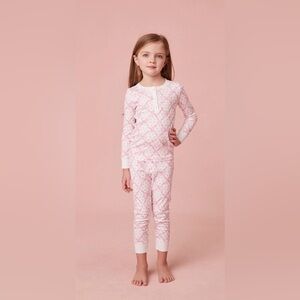 NWT LoveShackFancy x Roller Rabbit Baby Bow Hearts Kids Pajamas Pink size 2